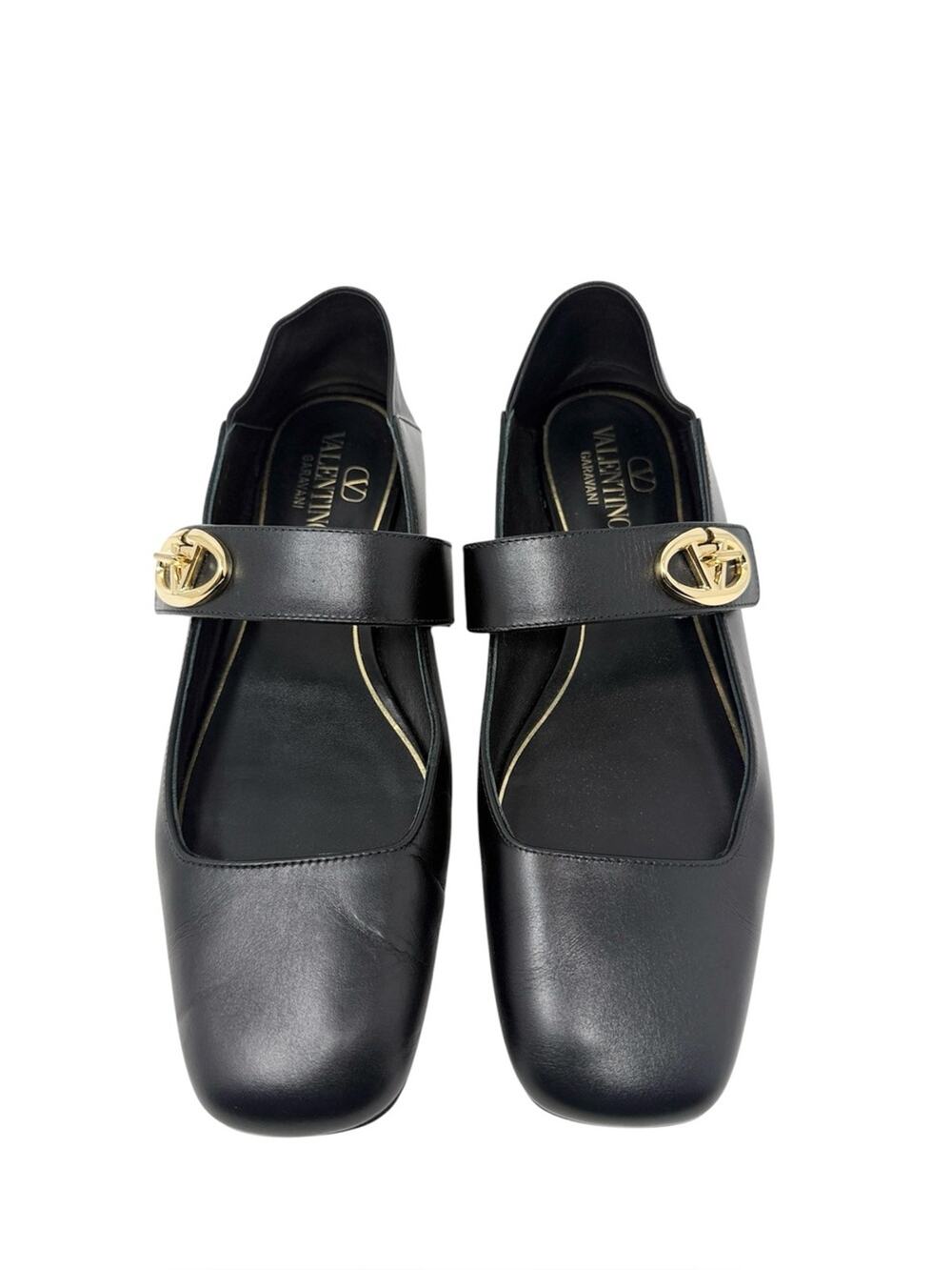 Valentino Garavani VLogo Leather Mary Jane Ballet Black Flats Size 38